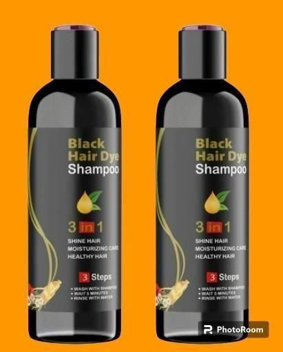Unisex Instant Black Herbal Hair Dye Shampoo – Grey Hair Coverage 3-in-1 (100ml) Pack of 2