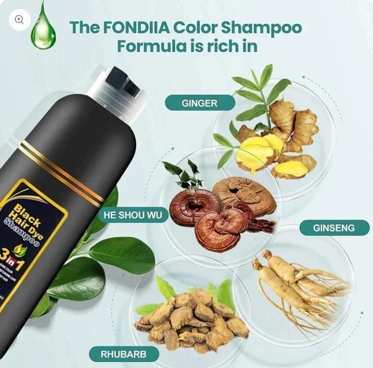 Unisex Instant Black Herbal Hair Dye Shampoo – Grey Hair Coverage 3-in-1 (100ml) Pack of 2