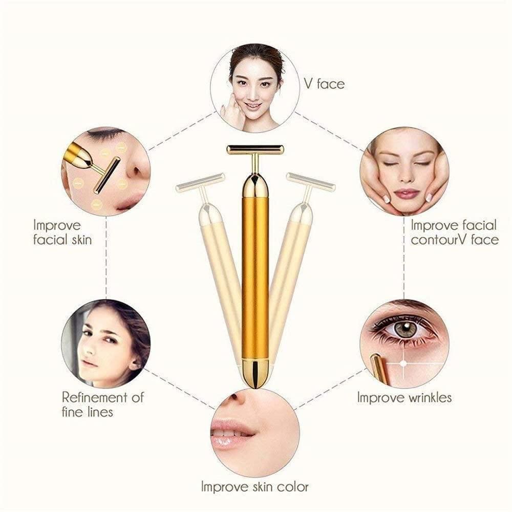 24K Gold Energy Beauty Bar Electric Facial Massage Roller - Style Elevates
