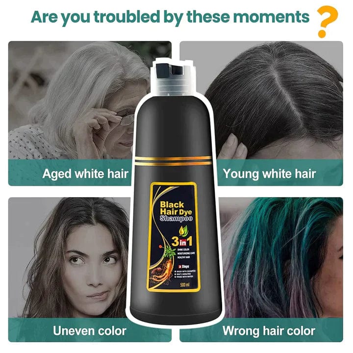 3 in 1 Black Hair Dye Shampoo - Style Elevates