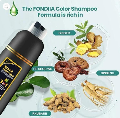 Unisex Instant Black Herbal Hair Dye Shampoo – Grey Hair Coverage 3-in-1 (100ml) Pack of 2