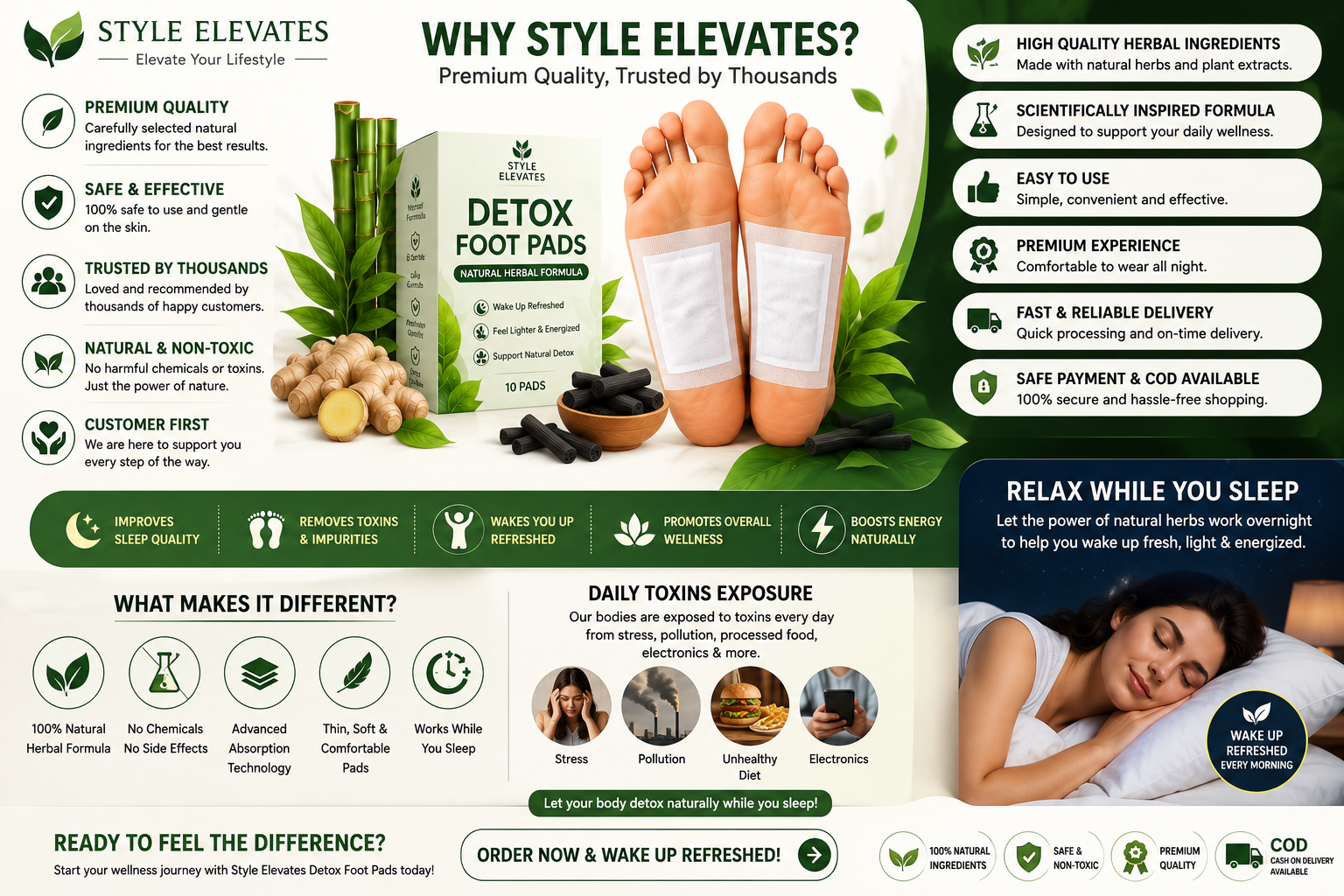 Herbal Detox Foot Pads - 100% herbal ingredients