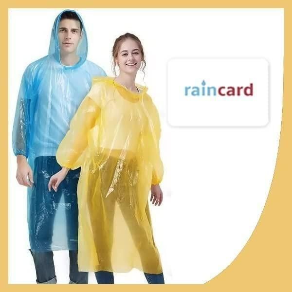FULLY Reusable Wallet Rain Card Rain Coat for Adults (Set of 5) Multicolour - Style Elevates