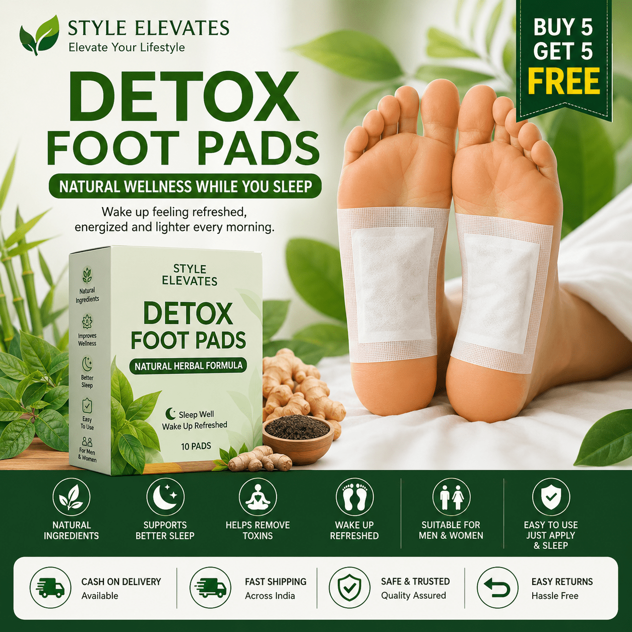 Herbal Detox Foot Pads | Overnight Foot Care Pads | Style Elevates - Style Elevates