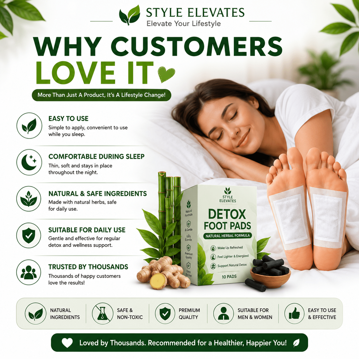 Herbal Detox Foot Pads | Overnight Foot Care Pads | Style Elevates - Style Elevates