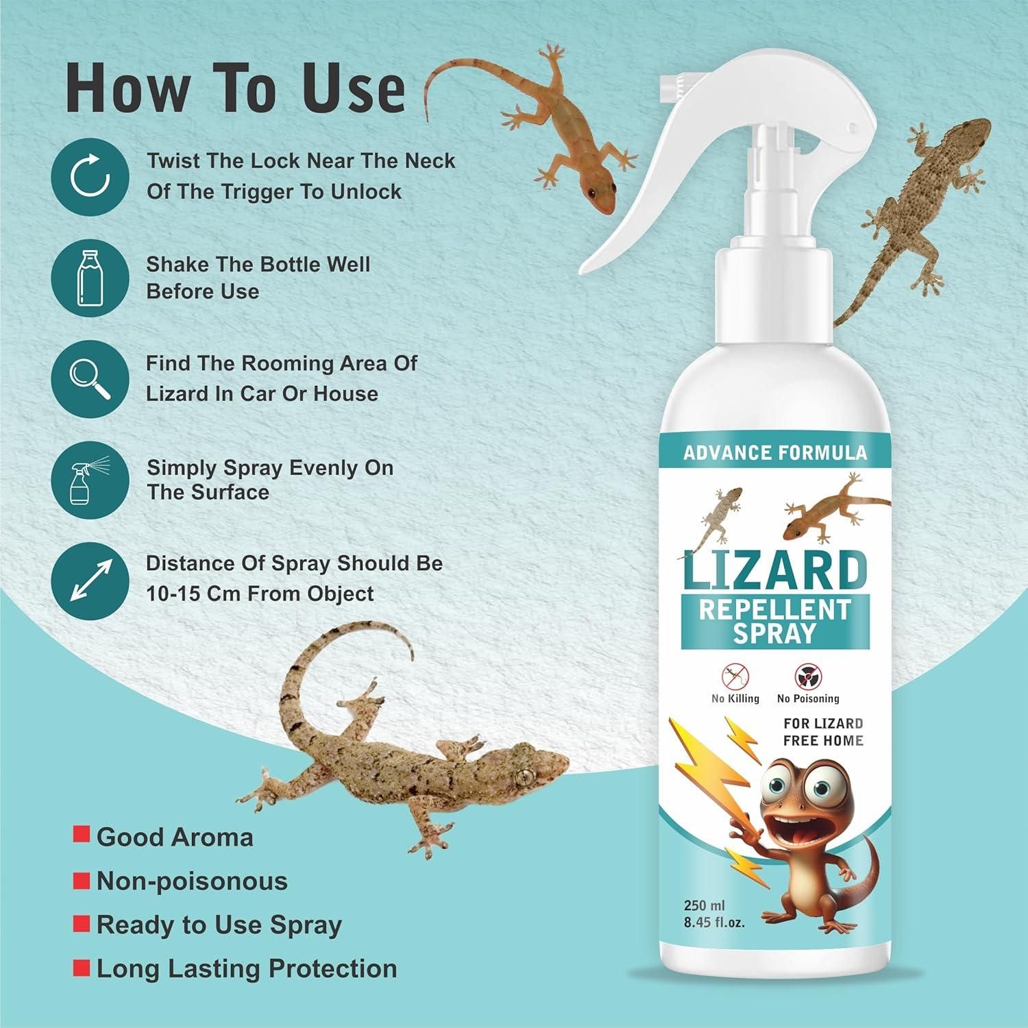 Lizard Repellent for Home Spray Pest Control 250ML (Pack of 2) - Style Elevates