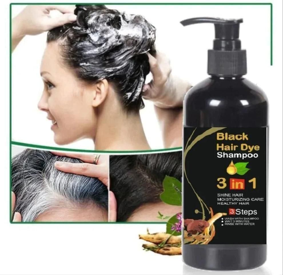 Unisex Instant Black Herbal Hair Dye Shampoo for Grey Hair Coverage Shampoo 3 in 1(100ml) Pack Of 2 - Style Elevates